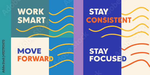 Motivational poster with colorful blocks and positive affirmation text