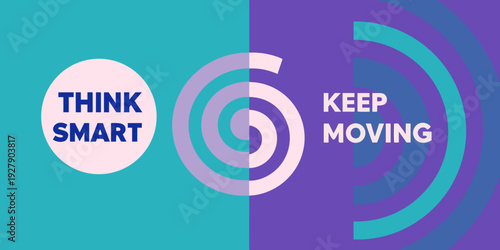 Abstract design with text encouraging positive thought and continuous progress