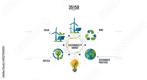 Set of 8 eco friendly icons vector, sustainable practices, green energy