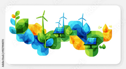 Set of eco friendly vector icons and graphics for sustainable energy and environment