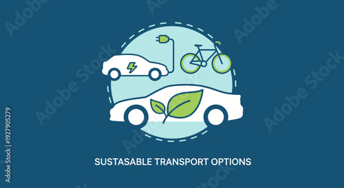 Set of eco-friendly transportation icons vector, sustainable transport options