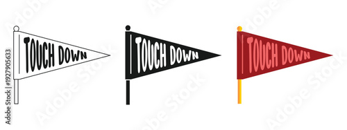 triangle touch down fan flag. American football sports equipment.