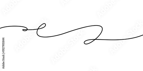 Wavy line with flowing curves. Squiggles form abstract patterns. Curvy doodles create flowing backgrounds with organic shapes, tangled threads, and chaotic brush strokes in vector format.