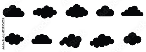 Cloud Icons Set – Weather Cloud Shapes Cloud Computing Symbol Vector Collection