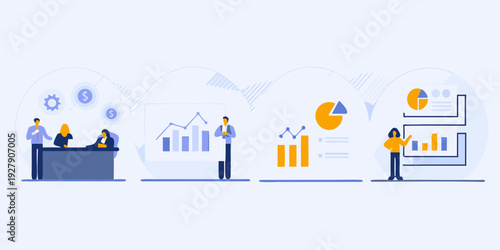 Business growth illustrated with data analysis and collaborative teamwork concepts