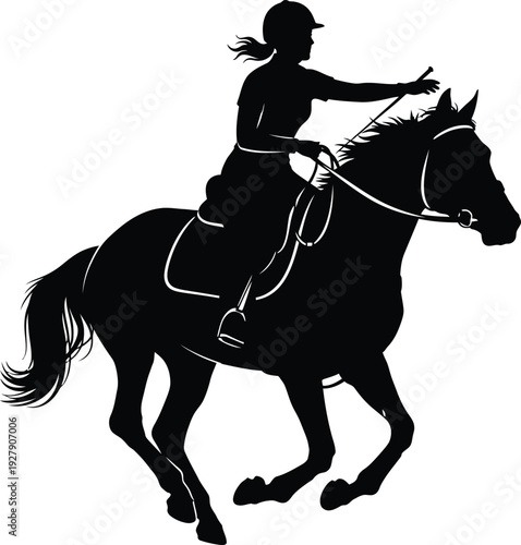 Silhouette of a woman riding a horse 
