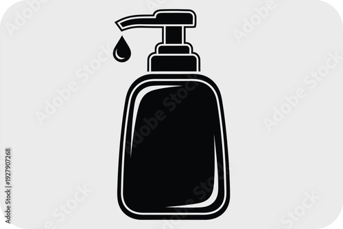Black and white dispenser bottle with liquid drop