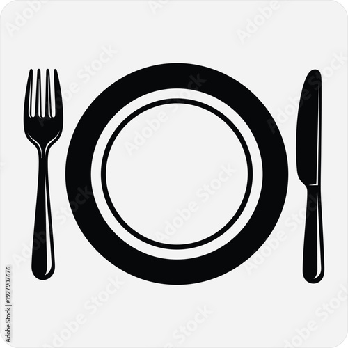 Table setting with plate fork and knife