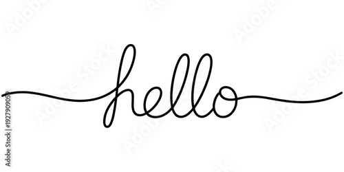 Continuous one line drawing of typography line art of hello word writing isolated on white background. Vector illustration