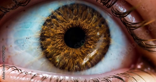 Close Up Human Eye Slowly Moving With Macro Detail. VFX Element.