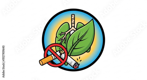 No smoking symbol with healthy lung and green leaves for wellness and anti smoking campaigns globally