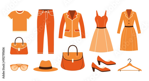 Orange Fashion Clothing and Accessories Display.