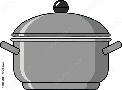 Gray cooking pot with lid and handles