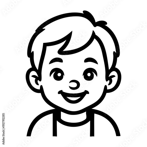 Dibujo sencillo con líneas de la cara de un niño alegre