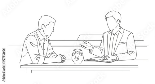 Two Men Discussing Over Desk.