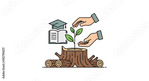 Hands Planting Green Sprout.