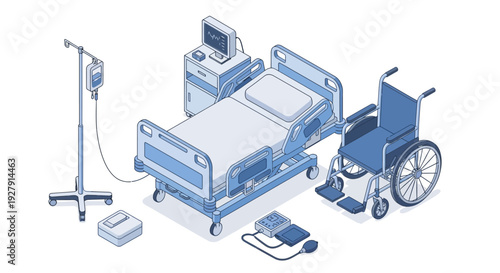 Hospital Bed and Equipment.