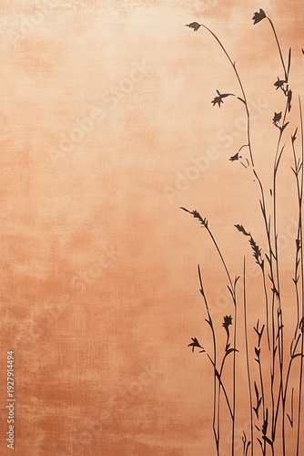 Peach Hues Embrace Delicate Silhouettes of Wildflowers in a Serene Nature Composition