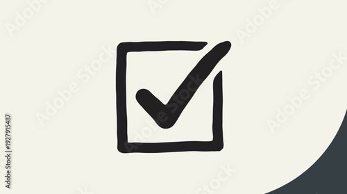 Handdrawn Check Mark Inside Square Box Graphic Isolated
