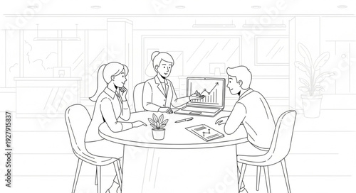 Three People Sitting at Table.