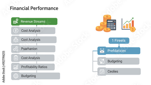 Financial performance analysis with revenue streams and cost breakdown