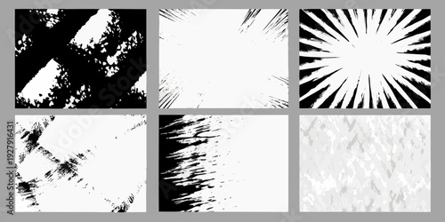 Abstract geometric patterns a collage of brushstroke and radial designs