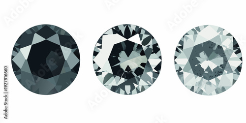 Three oval cut diamonds displaying varying shades of gray and brilliance