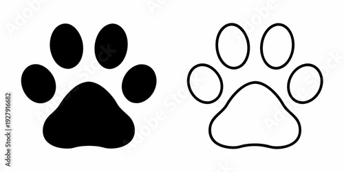 Black and white illustrations of two distinct animal paw prints