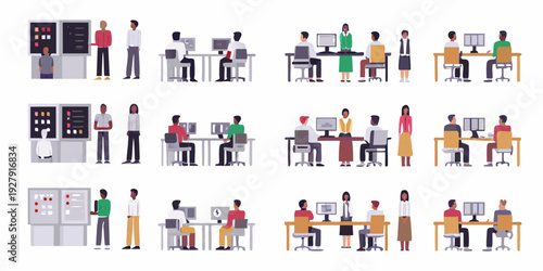 Diverse group of people collaborating in a modern office environment