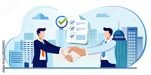 Business agreement and successful partnership illustrated with a handshake