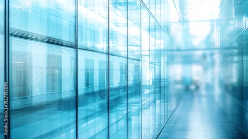 Wallpaper Mural A futuristic glass-walled corridor with a blurred background and a sleek, modern design aesthetic Torontodigital.ca