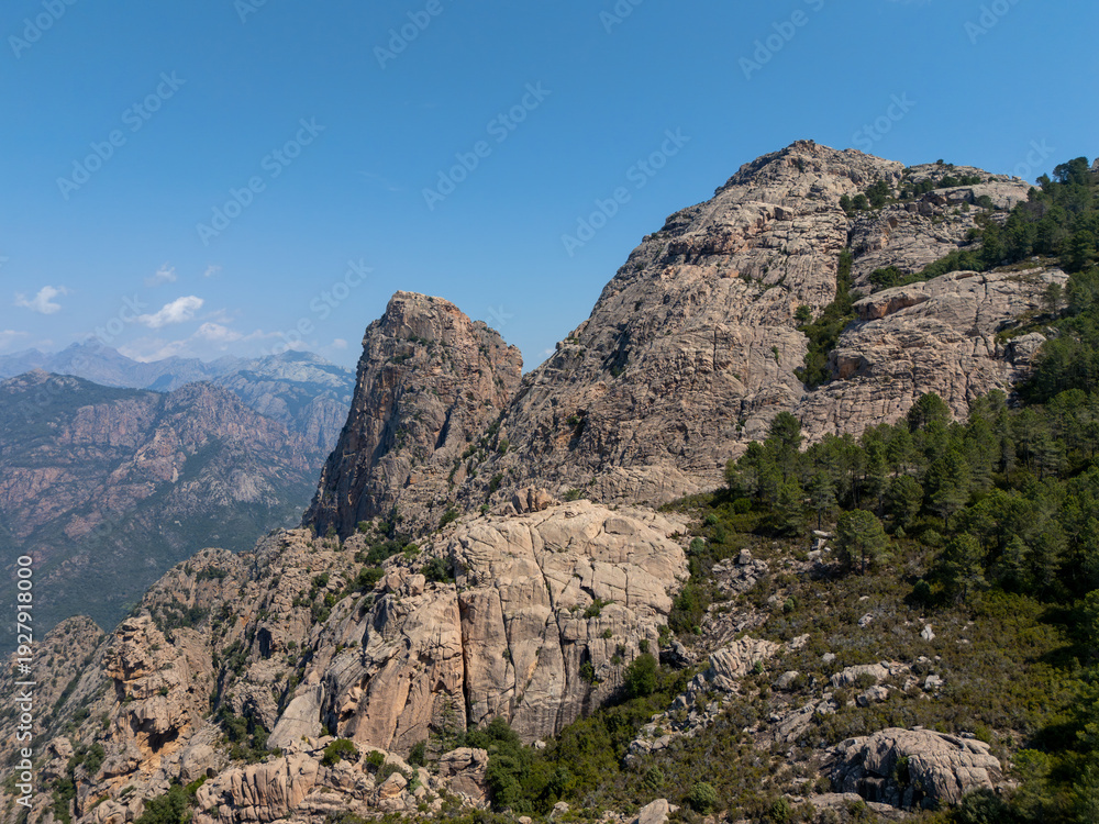 Fototapeta premium Piana mountains stretching across Corsica landscape