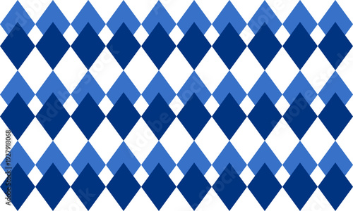 two tone blue and white diamond overlap repeat vertical strip pattern, checkerboard, replete image design for fabric printing