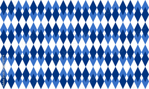 two tone blue and white diamond overlap repeat vertical strip pattern, checkerboard, replete image design for fabric printing