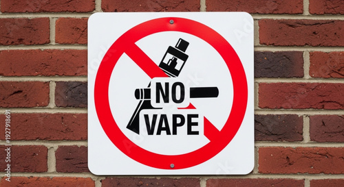 No vape warning sign on brick wall background