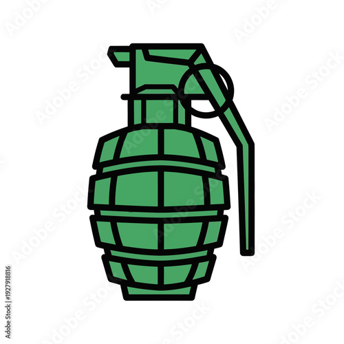 Green Grenade Icon Isolated on White Background