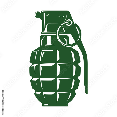 Green grenade icon illustration, minimalist design