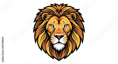 Lion Head Illustration Closeup.