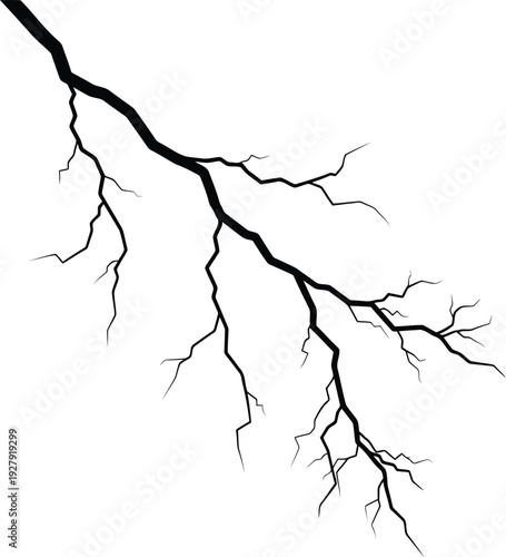 Black lightning bolt graphic on white background electricity