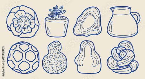 Collection of Hand Drawn Botanical and Abstract Elements.