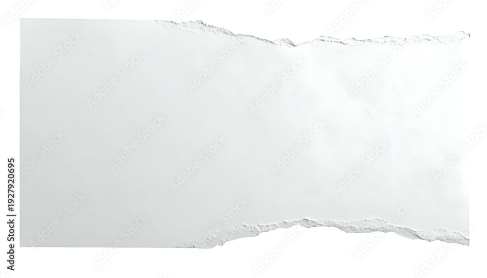 Obraz premium Close-up of a torn piece of white paper, rectangular with irregular edges against black