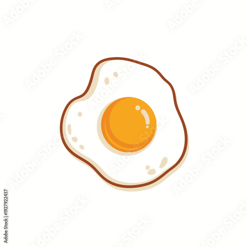 Fried egg with orange yolk and white background