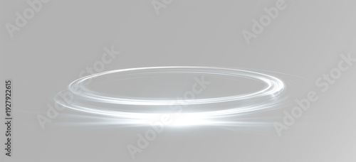 Billede på lærred Abstract light ring overlay on contrasting black and white backgrounds, creating