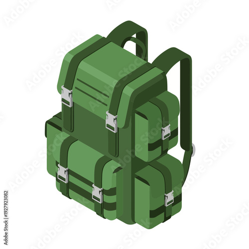 Green Backpack Isometric Illustration