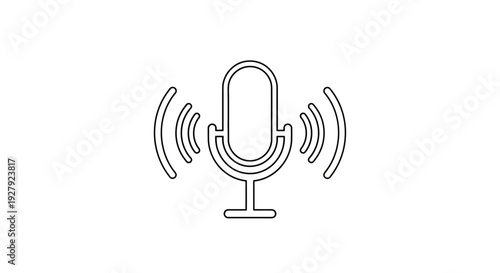 Microphone icon with sound waves.