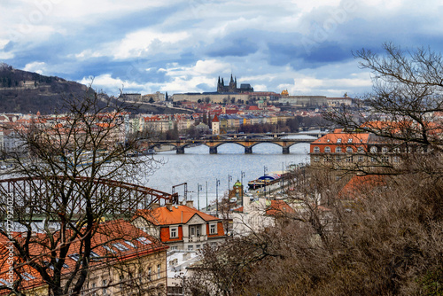 Wallpaper Mural Prague panorama with river Vltava, bridge and Prague castle. Torontodigital.ca
