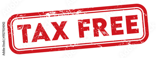 Tax free red square grunge stamp