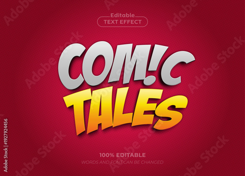 Editable Comic Tales 3D text effect logo