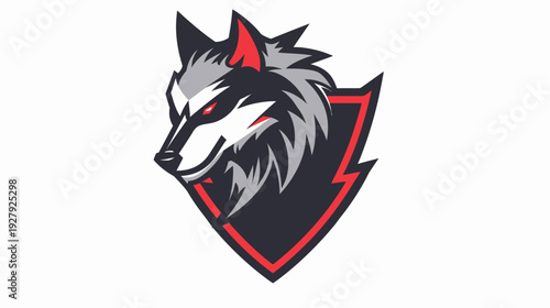 Stylized wolf head illustration on white background for graphic design
