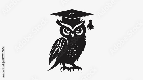 Wise owl wearing graduation cap illustration for education and knowledge